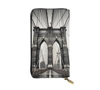 Brooklyn Bridge Leather Wallet RFID Blocking Credit Card Case Large Capacity Money Organizer with Zipper Pocket - Slim Minimalist Cash Wallet for Men Women Phone Clutch Gift
