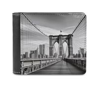 Brooklyn Bridge Leather Wallet Slim Bifold Wallet Billfold Purse Portable Credit Card Holder Front Pocket Wallets for Adult