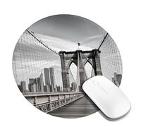 Brooklyn Bridge Mouse Pad Waterproof Gaming Mousepad with Non-Slip Rubber Base Round Computer Mouse Mat for Office Latop Mousepads Washable Cloth Desk Pad 8 x 8 in