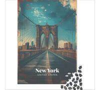 Brooklyn Bridge New York Poster adult jigsaw1000 pieces | perfect indoor activity for a rainy day when the weather keeps the whole family at home all afternoon38x52cm