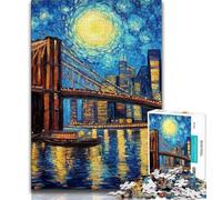 Brooklyn Bridge Night 1000 Piece Jigsaw Puzzles for Adults & Teens,Help The Brain Exercise Addictive Toys to Cultivate Patience Suitable for Couples (38x26cm)
