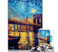 Brooklyn Bridge Night Jigsaw Puzzles for Adults 1000,for Educational Game Challenge Toy for Is Ideal As A Gift for The Whole Family 50x75cm