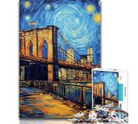 Brooklyn Bridge Night Jigsaws 1000 Pieces for Teenagers,Challenging To Complete But Fun And Humorous Birthday Present,Gifts,Wall Art (75x50cm)