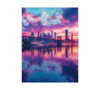 Brooklyn Bridge Paint by Numbers for Adults Dusk Painting by Numbers for Adults, Art Supplies with Color Canvas for Painting 28x20 in 36 Colors of Acrylic Paint and Brush, Room Decor Gifts 2YH-14429
