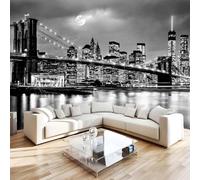Brooklyn Bridge Photo Wallpaper 118"x83" Manhattan Architecture 3D Effect Panoramic Wall Murals Non-Woven Wall Paper for Bedroom Living Room TV Backdrop,Easy to Install W-606
