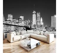 Brooklyn Bridge Photo Wallpaper 157"x110" City Night View 3D Effect Panoramic Wall Murals Non-Woven Wall Paper for Bedroom Living Room TV Backdrop,Easy to Install W-565
