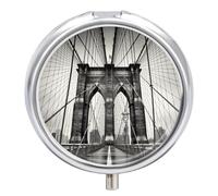 Brooklyn Bridge Pill Box Mini Pill Case Pocket Pill Case for Men Travel Pill Box Cute Pill Organizer 3 Compartment Medicine Pill Organizer Pill Container Pill Holder
