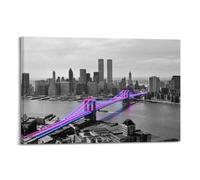 Brooklyn Bridge Poster Twin Towers New York Wall Art Prints 08x12inch | Decorative Artwork for Living Room Bedroom Office Hallway Entryway Apartment Home Decor and Modern Interior Decoration Styles