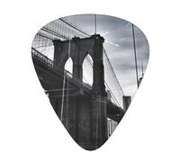 Brooklyn Bridge Print Guitar Picks 12-Pack - Assorted Thickness Picks (0.46 mm, 0.71 mm, 0.96 mm) with Storage Box & Assorted Unique Design for Acoustic, Electric, Bass, and Ukulele Players