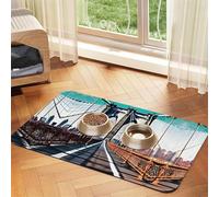 Brooklyn Bridge print Pet Food Mat Absorbent Non-Slip PU Leather Feeding Mat for Dogs Cats Pet Bowl Placemat