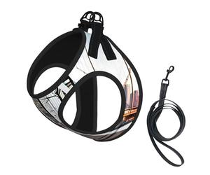 Brooklyn Bridge Print Pet Leash Vest Soft Adjustable Step in Puppy Vest Outdoor Walking with Leash