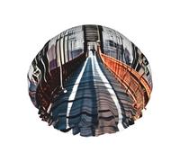Brooklyn Bridge Print Shower Cap, Shower Cap for Women Reusable, Waterproof Bath Cap,Quick Drying Bath Hair Cap