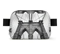 Brooklyn Bridge Print Unisex Waist Bag Wear-Resistant Belt Bag Hip Bag with Adjustable Strap for Hiking and Travel