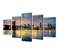 (Brooklyn bridge river view, 200 x 100 cm) vidaXL Canvas Wall Print Set Home Artwork 200x100cm/100X50cm Multi Models