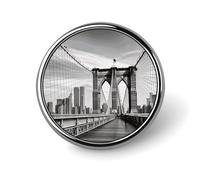 Brooklyn Bridge Round Lapel Pins for Men Women Metal Button Pin Fashion Personalized Brooch Pins for Men Suits Cute Brooch Badge for Backpack Clothing Hat Bag Decoration