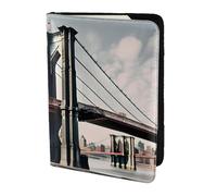 Brooklyn Bridge S Print 5.5in Passport Travel Document Wallet Case Stylish Secure Men Women For Travelers, Black, One Size