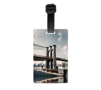 Brooklyn Bridge s Print Luggage Tag â€“ Full-Back Privacy Cover Suitcase ID Label for Women & Men, PVC Travel Name ID Tag