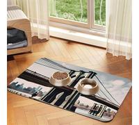 Brooklyn Bridge s Print Pet Food Mat Absorbent Non Slip PU Leather Feeding Mat for Dogs Cats Rubber Bottom