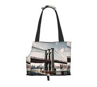 Brooklyn Bridge S Print Pet Tote Bag, Foldable Single Shoulder Pet Carrier For Small Pets Dogs Cats