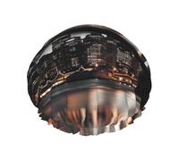 Brooklyn Bridge Shower Cap for Women Men Large Reusable Shower Bonnet Double-Layer Waterproof Bath Caps Elastic Band Hair Hat for All Hairstyles, Travel-Friendly