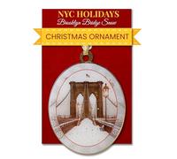 Brooklyn Bridge Snow Ornament - New York City Holiday Collectible, Double-Sided Brass with Glitter and Epoxy, Gift-Boxed, 2.5 x 3 Inch by ArtMalore