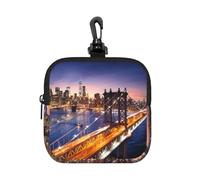 Brooklyn Bridge Square Zipper Pouch with All-Over Print,Waterproof Small Organizer Bag, Lightweight Durable for Coins,Cards, Keys for Travel Daily Use