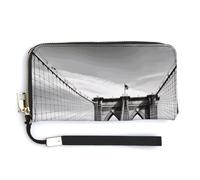Brooklyn Bridge Wallet Business Credit Card Holder Clutch Purses Leather Money Clip Zipper Wallet for Women Men