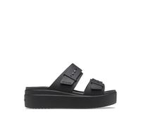 CROCS Womens Brooklyn Buckle Low Wedge Sandals, Black, 7 UK
