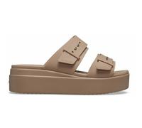 Crocs Women's Sandals Brooklyn Buckle Low Wedge Latte UK 6