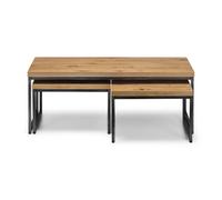 Julian Bowen Brooklyn Oak Nest of Tables Set of 3 - Size: 60 x 120 x 45cm - Brown - Wilko
