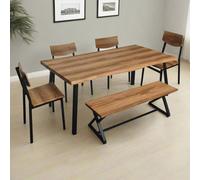 Brooklyn Curved Table Dining Set - 4 Chairs 1 Bench