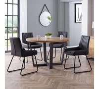 Brooklyn Dining Set - 4 Seater - 120cm - Round - 4 Soho Chairs - Oak