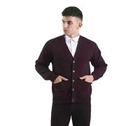Brooklyn Imports LTD Classic Fit Plain Cardigans with Double Pockets & Long Sleeve Button Fasten Design (Burgundy, Large)
