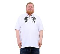 Brooklyn Imports LTD Mens Big Size T-Shirt Chinese Dragon Print with Revere Collar in Black & White (3XL, Dragon White)