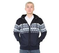 Brooklyn Imports LTD Mens Nordic Pattern Cardigans Long Sleeve Hooded Fleece Winter Top Festive