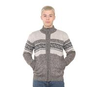 Brooklyn Imports LTD Stornoway Mens Fleece Lined Zip Cardigan Nordic Pattern Jacket Coffee