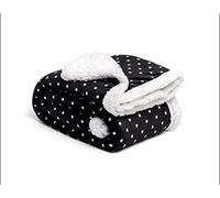 BROOKLYN + JAX Sherpa Fleece Throw Blanket Reversible Super Soft Luxurious Cozy Plush (Double - 150 x 200 cm, Black Polka Dot)