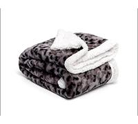 BROOKLYN + JAX Sherpa Fleece Throw Blanket Reversible Super Soft Luxurious Cozy Plush (Throw - 125 x 150 cm, Camo Black)