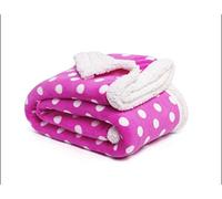 BROOKLYN + JAX Sherpa Fleece Throw Blanket Reversible Super Soft Luxurious Cozy Plush (Throw - 125 x 150 cm, Fuschia Polka Dot)