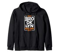 Brooklyn New York City 2025 Retro Style Design Zip Hoodie