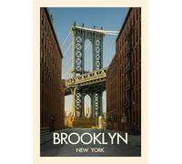 Brooklyn New York, City Skyline Wall Art, Brooklyn Bridge Urban Print. Size A4