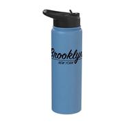 Brooklyn New York NY Hometown Neighborhood Retro Script Stainless Steel Insulated Water Bottle