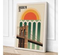 Brooklyn Retro Canvas Wall Art Print 18x12 Inch