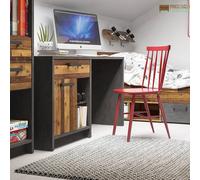 Furniture To Go Brooklyn Desk With 1 Door And 1 Drawer In Walnut And Dark Matera Grey