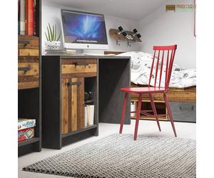 BROOKLYN RETRO STYLE DESK WITH 1 DOOR AND 1 DRAWER IN WALNUT AND GREY