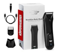 Brooklyn Soap Body Blade - Precise Trimmer for Men, Gentle L Blade for Sensitive Zones, Waterproof, LED Spotlight, 90 Min Battery, 3 Comb Attachments, USB-C Charging Station