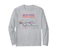 Brooklyn Train Long Island Rail Road Rail Transport Map Art Long Sleeve T-Shirt