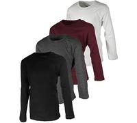 Brooklyn Vertical Boys 4 Pack Long Sleeve Soft Cotton Tagless Crew Neck Tee Shirts| Sizes 2T to 18/20, Combo C, 14-16