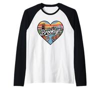 Brooklyn Vintage Heart T-Shirt - Retro NYC Bridge Souvenir Raglan Baseball Tee