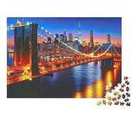 BrooklynBridgeNight 1000 Piece Jigsaw Puzzles for Adults Featuring Artistic Design Jigsaws for Adults As A Mind Relaxation Puzzle for Holiday Activity 52x38cm/1000pcs